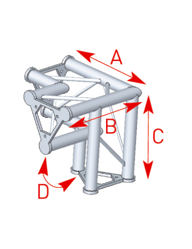 Angle vertical 3 départs pied gauche 90° lg 0m40 x 0m40 x 0m40