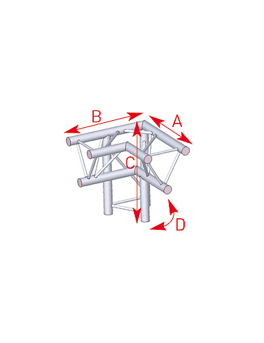 Angle 3 departures 90° right leg length 0m50 x 0m50 x 0m50 - 57ASX31