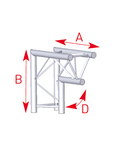 Angle 2 vertical departures 90° foot length 0m50 x 0m50 - 57ASX23