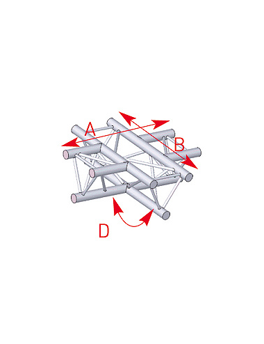 Angle à plat 4 départs 90° lg 0m71 x 0m71 - 57ASX41